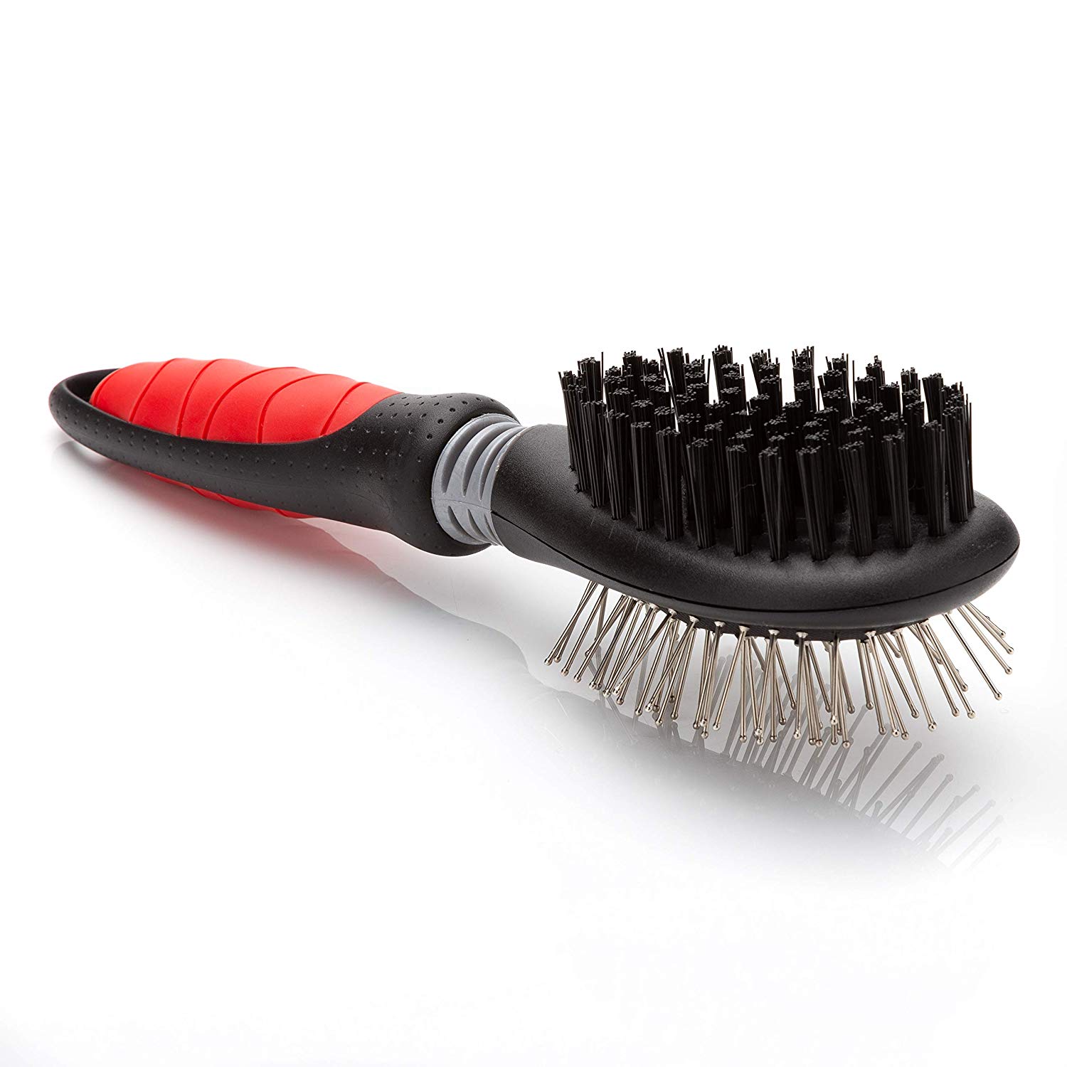Mikki Dog, Cat Combi Brush Removes Knots, Tangles -2 sided -Nylon and Ball Pin for Small to Medium Pet, Clear
