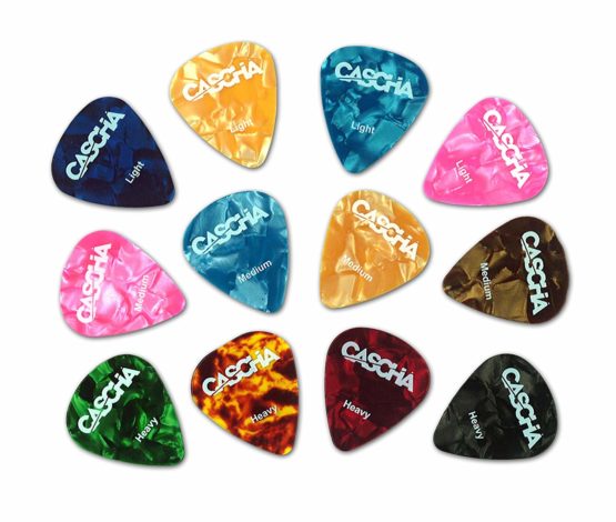 CASCHA Guitar picks set of 12 - plectrum for acoustic guitar electric guitar ukulele bass - high-quality picks in 3 thicknesses - made of abrasion-resistant celluloid - pick set 12 pieces
