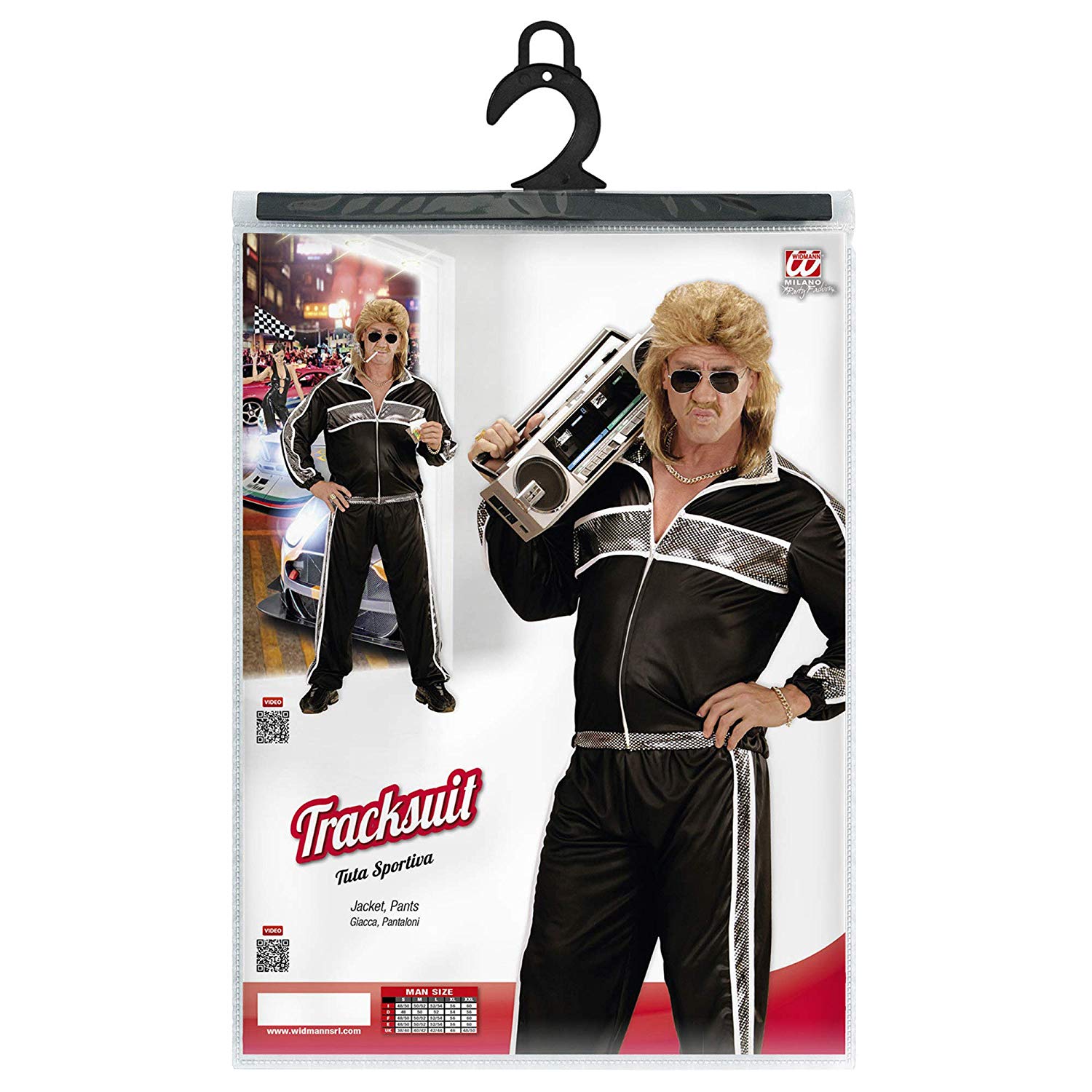 Widmann Adult Costume Tracksuit, Jacket and Pants, Black - Image 2