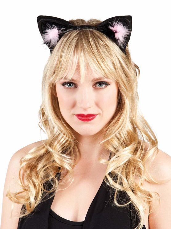 Black and Pink Cat Ears Costume Accessory ()