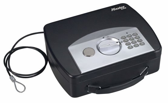 Master Lock P008EML Compact Portable Safe (Combination with Cable), Black/Grey - Image 2