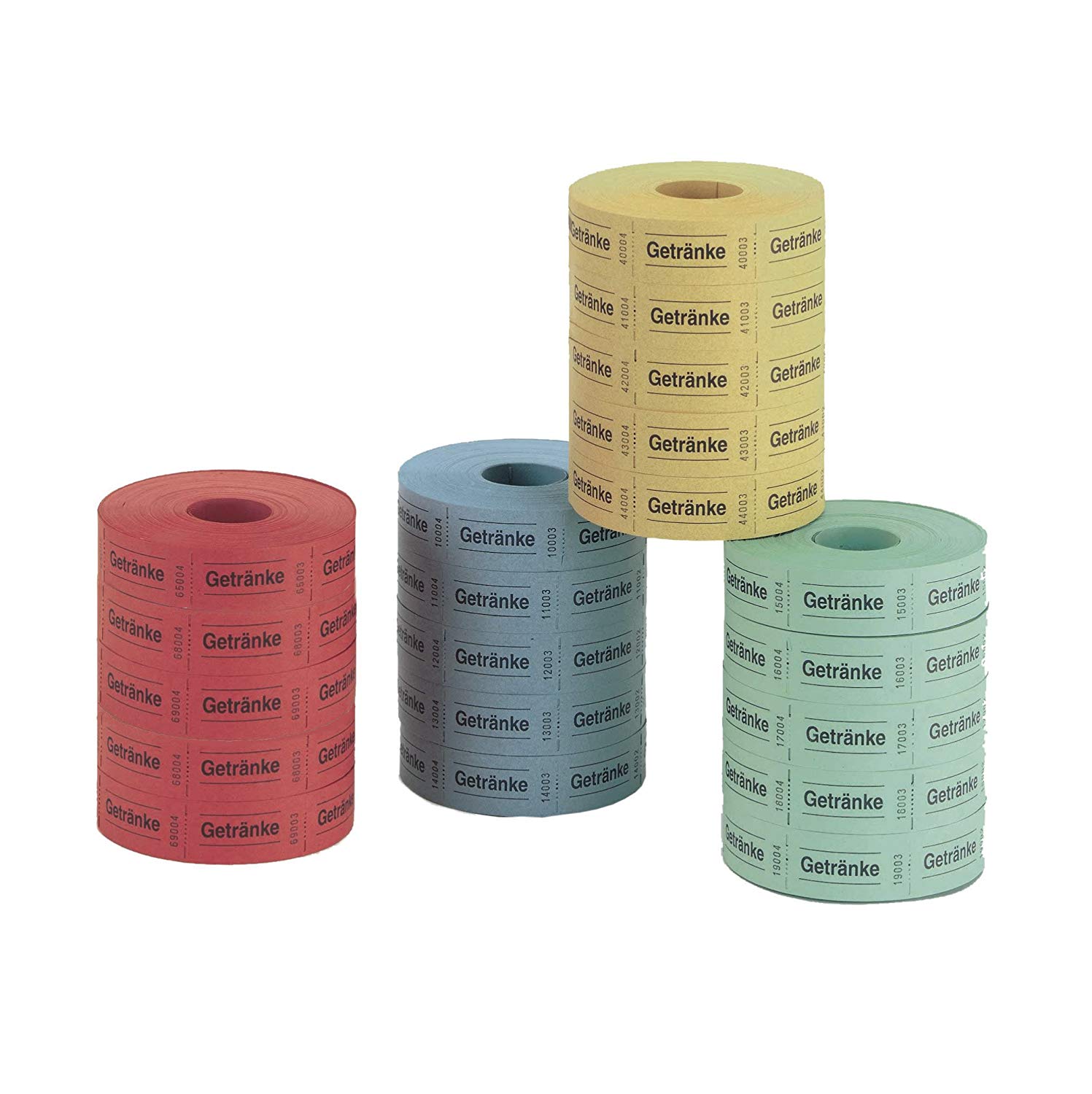 Herlitz 791780 Drink Tickets 5 x 1000 Tearable Assorted by Colour, Consecutively Numbered, 57 x 30mm