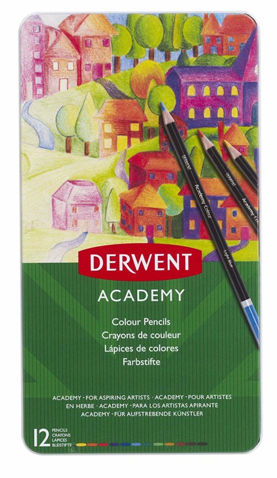 Derwent 2301937 Academy Colouring Pencils, Tin Box, , Multicolor, Set of 12