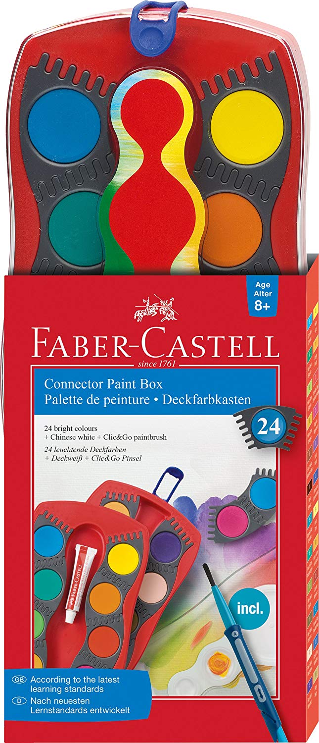 Faber-Castell Connector Watercolour Paint Box (24 Colours), multicolour