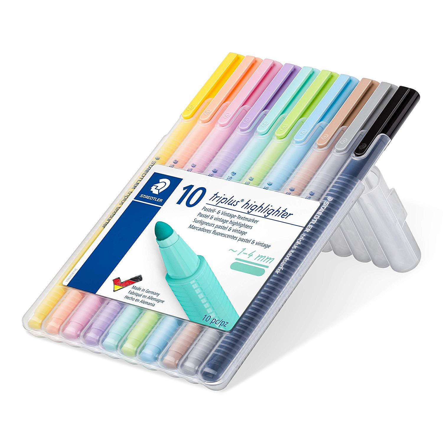 STAEDTLER 362 CSB10 Triplus Textsurfer Highlighter, 1-4mm Line Width - Assorted Pastel Colours (Pack of 10) - Image 2