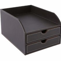 Osco Faux Leather 2 Tier Sorter with Letter Tray - Brown BPU2TPX