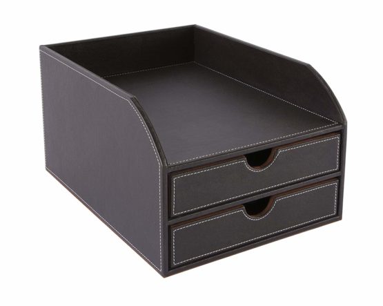 Osco Faux Leather 2 Tier Sorter with Letter Tray - Brown BPU2TPX