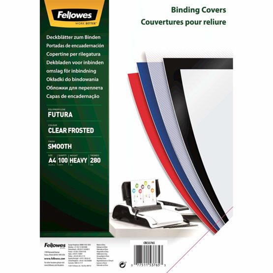 Fellowes Futura Polpropylene Binding Cover- Clear Frosted (Pack of 100) - Image 2