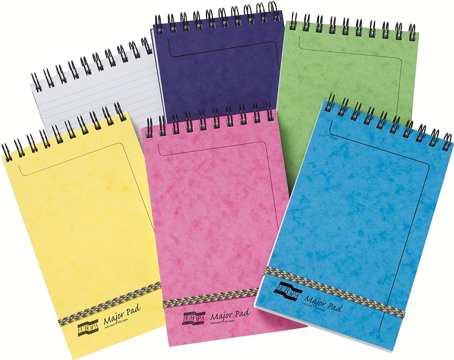 Clairefontaine 3152Z, Set of 10 Major Pad Europa Spiral Notepads, 12.7x20.7 cm, 300 Lined Pages, 90 g White Paper - Image 2