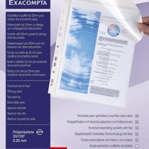 Exacompta Ref - 5503E PP Expanding Punched Pockets, Made From 200 Micron Polypropylene, A4 Size with a 25 mm Gusset and Flap, Pack of 10 Punched Pockets