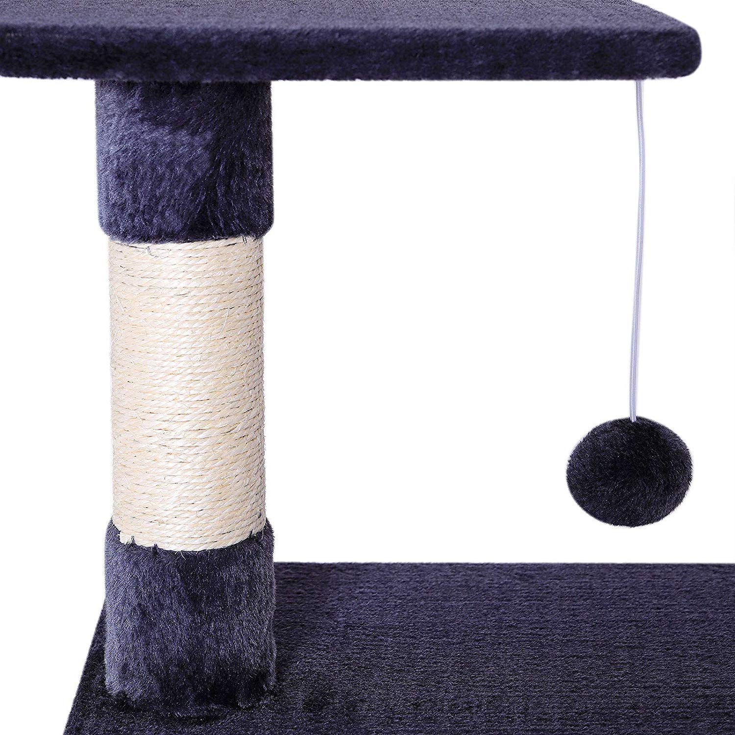 lionto Scratching tree for cats with cave and plush ball incl. bell, height 85 cm, cat tree with sisal & plush - Image 3
