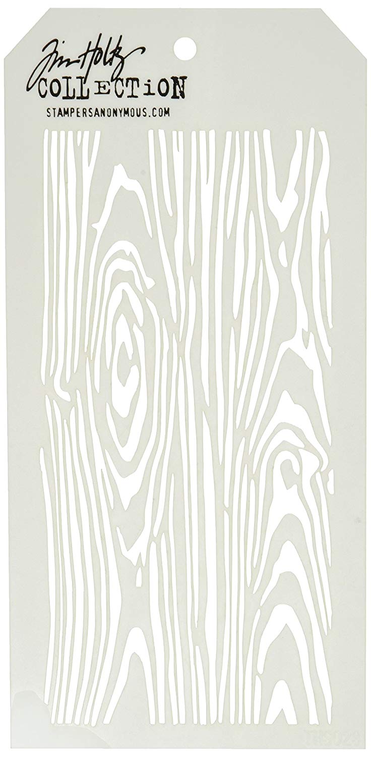 Tim Holtz THS-023 Art Gone Wild Plastic Woodgrain Stencil, Beige, 21.59 x 10.16 cm