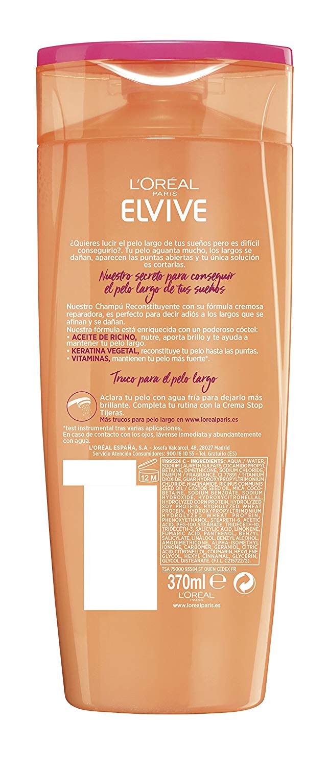 L'Oreal Loreal Paris Elvive Fream Long Reconstructing Shampoo For, 370 ml(Pack of 3), 370 ml (Pack of 3) - Image 2