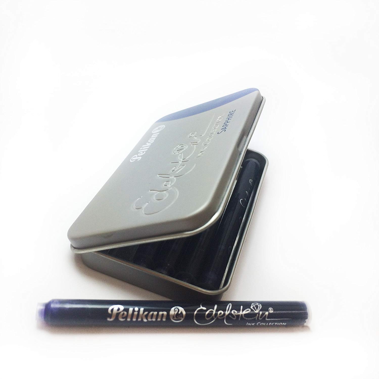 Pelikan 339648 Gemstone GTP/6 Fountain Pen Ink in Metal Case Garnet Ink Cartridge Blue - Image 2