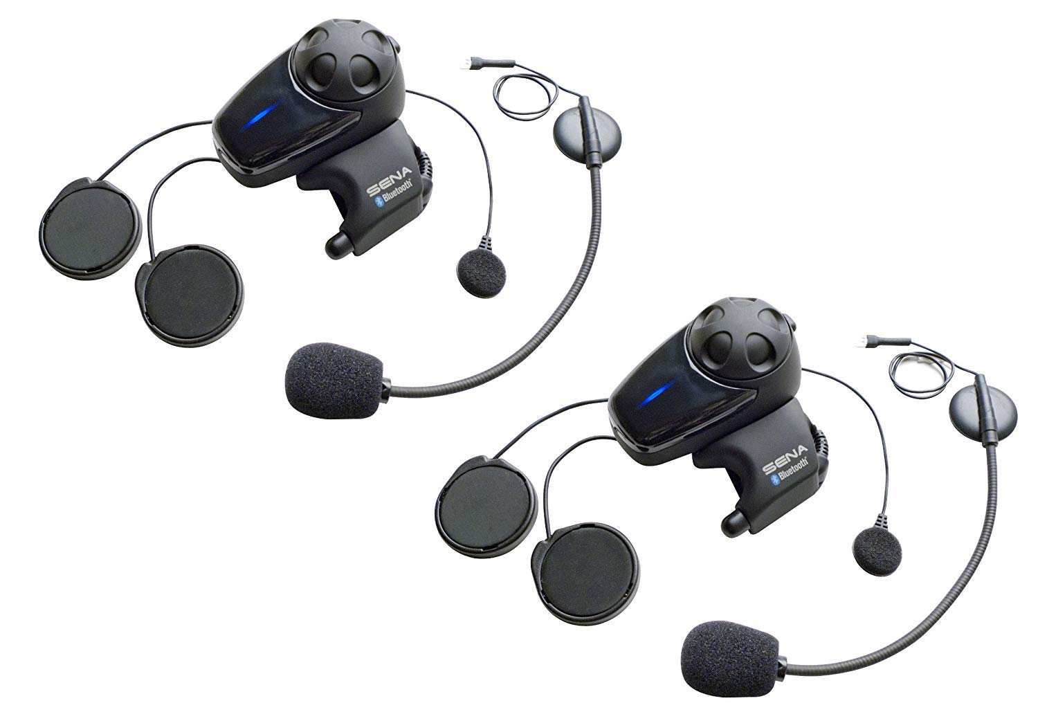 Sena SMH10 Motorcycle Bluetooth Headset/Intercom with Universal Microphone Kit Dual Pack, Black