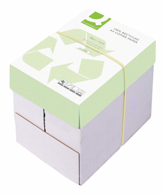 Q Connect 100% Recycled Multifunctional A4 80 gsm Copier Paper - 5 x Reams of 500 Sheets Per Box