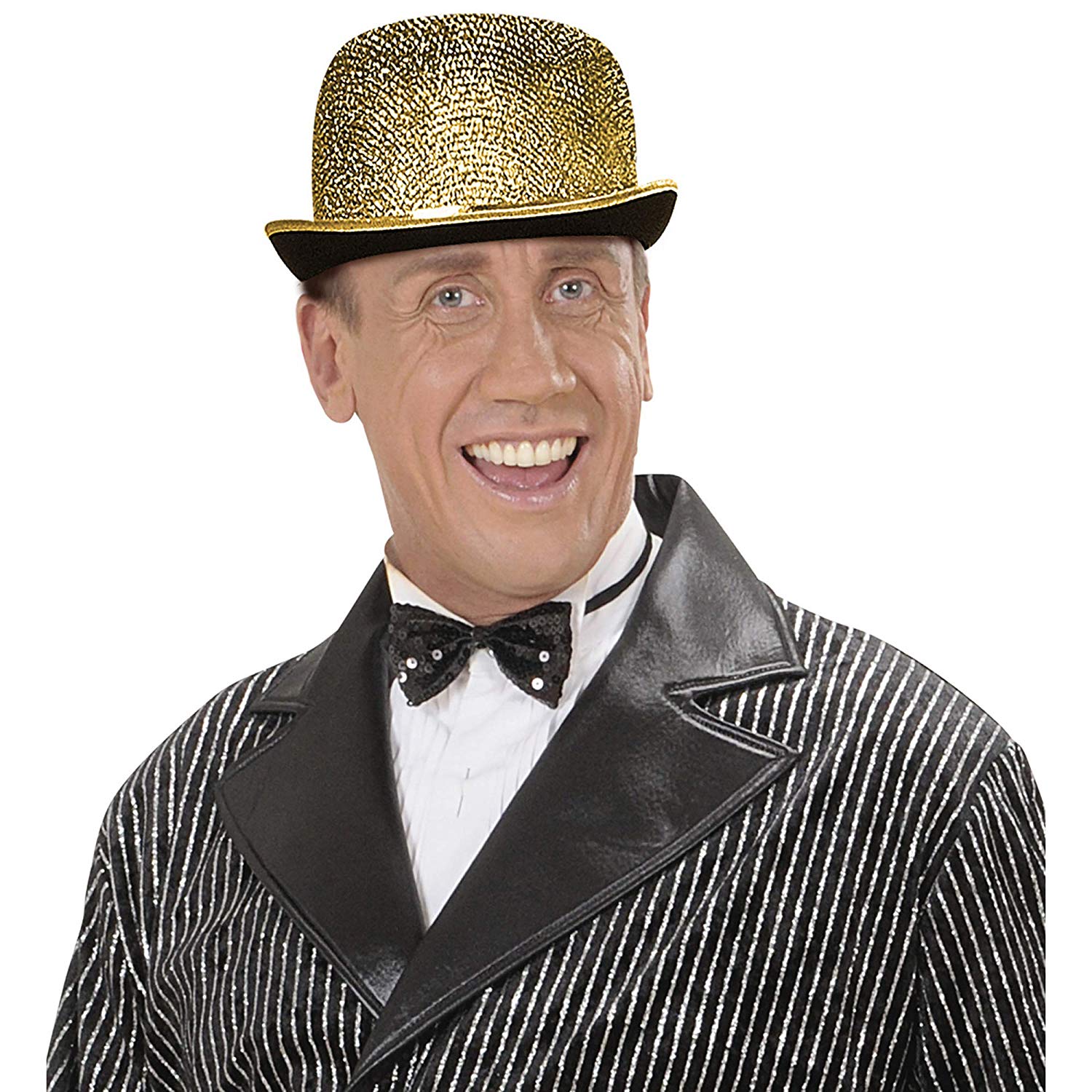 Felt Bowler Gold Lame Bowler Hats Caps & Headwear for Fancy Dress Costumes Accessory - Image 3