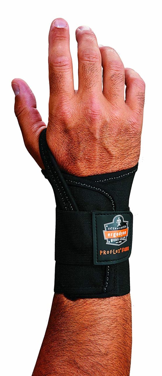 Ergodyne ProFlex 4000 Single Strap Wrist Support, Black -Small, Left ...