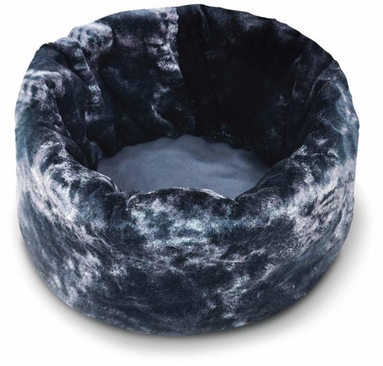 P.L.A.Y. (Pet Lifestyle And You) Snuggle Bed - Faux Fur/Cotton Canvas - Charcoal Grey - S