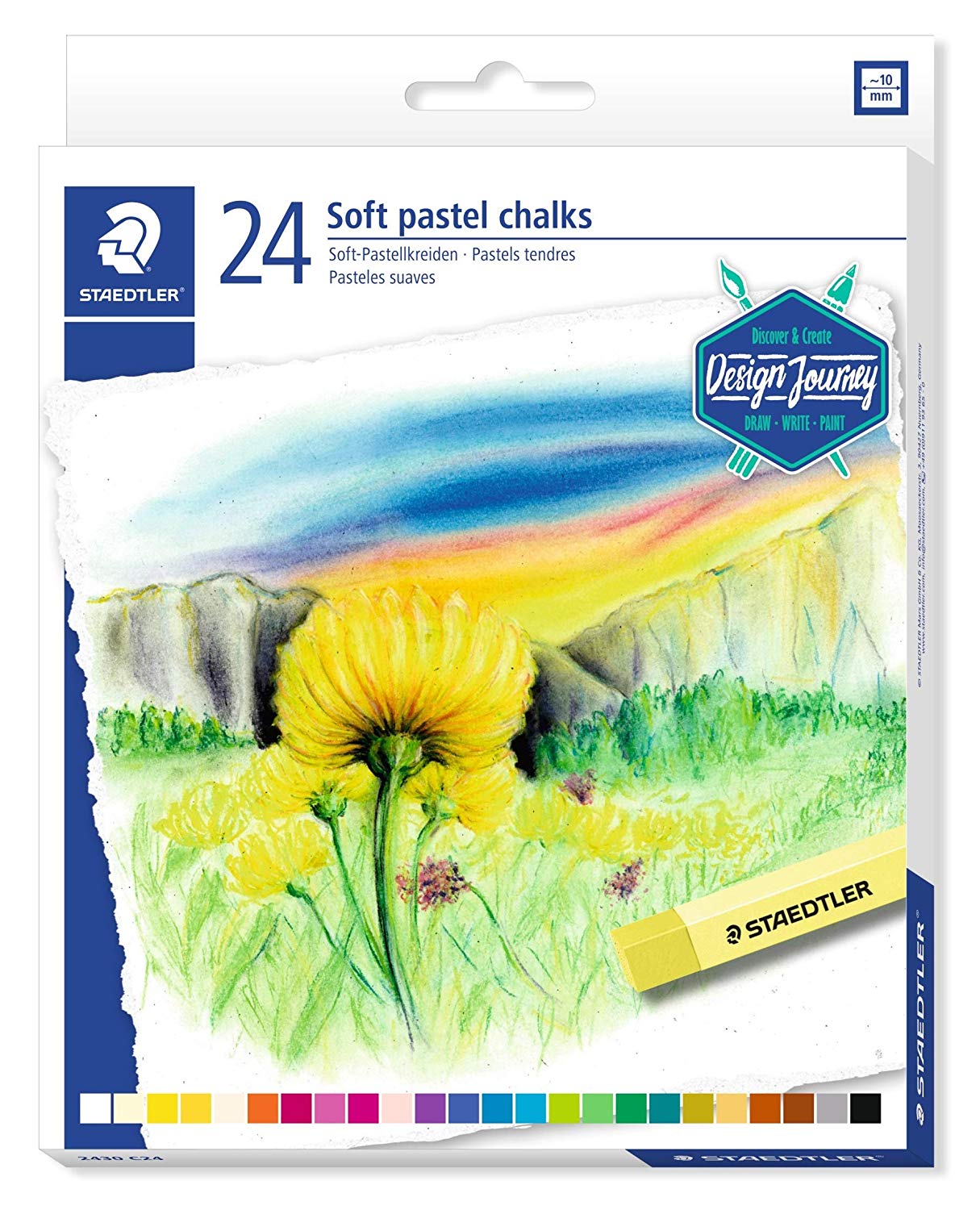 STAEDTLER 2430 C24 Design Journey Soft Pastel Chalks - Assorted Colours (Pack of 24), 24 count (Pack of 1)