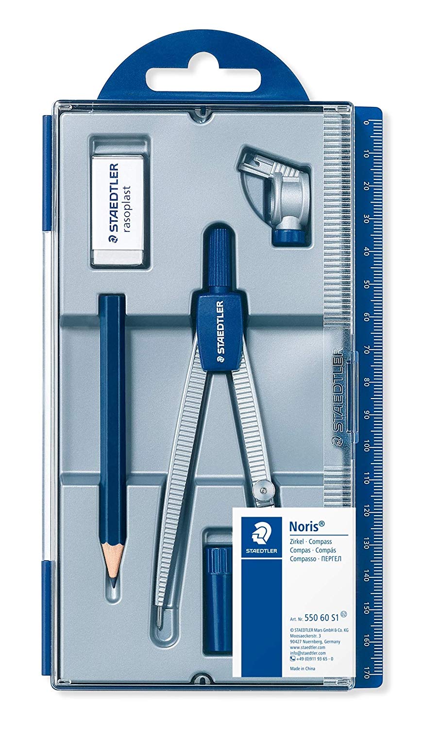 Staedtler Noris Club 550 01 School Compass with Center Wheel Set with