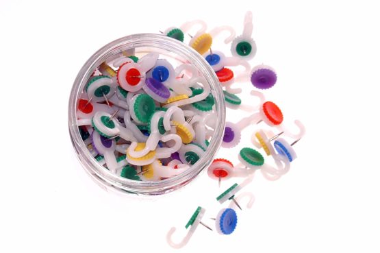 Whitecroft Essentials Tubs Hook Push Pins - Assorted Colours (Pack of 100)