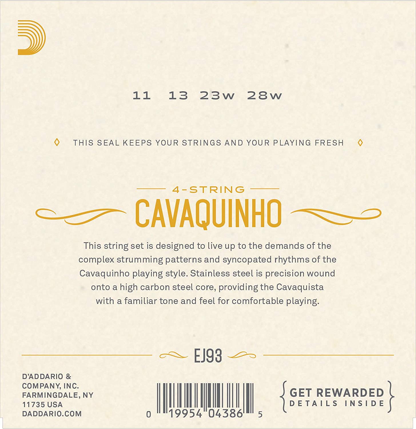 D'Addario EJ93 Cavaquinho String, Stainless Steel - Image 2