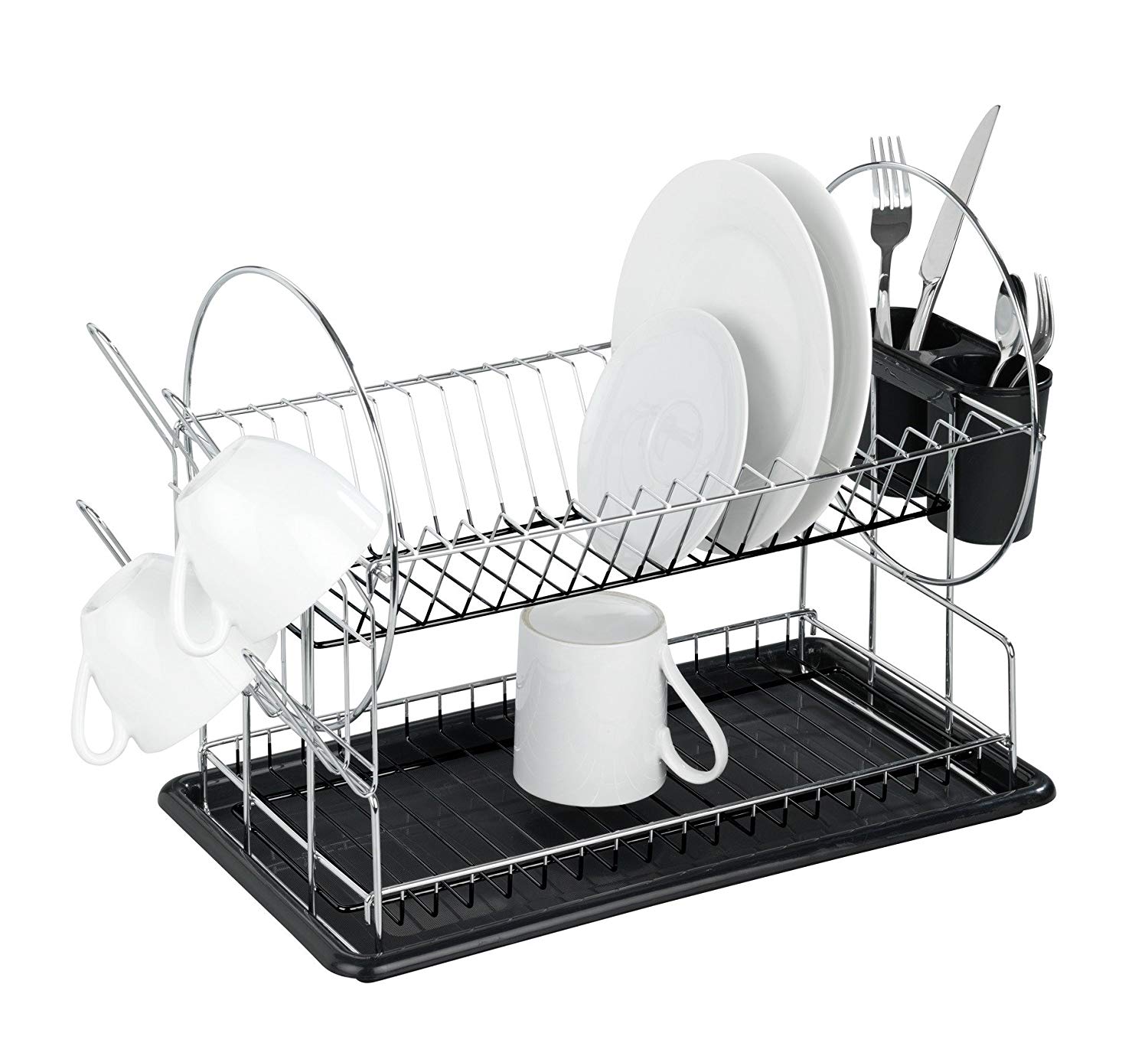 WENKO 2372100 Dish rack Premium Duo,Metal chrome plated, 50 x 36 x 24 cm, Chrome, Silver - Image 2