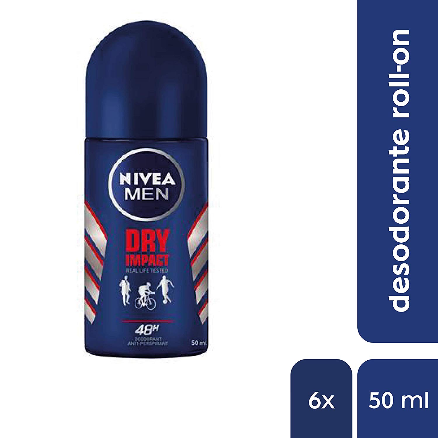 Nivea Men Nivea Men Roll-on Dry Impact Men - 50 ml - 6 pack, 50 ml (Pack of 6) - Image 2