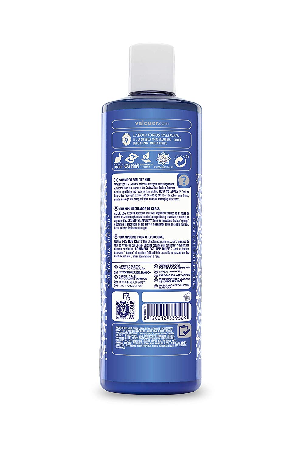 VALQUER Sebum-Regulating Shampoo Zero Formula, Blue, 400 ml (Pack of 1) - Image 4