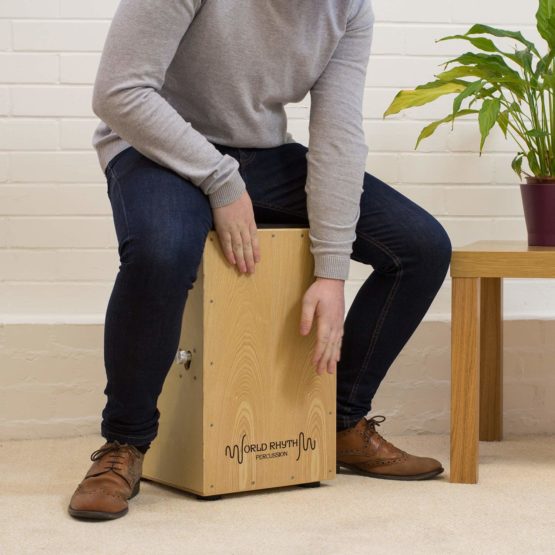 World Rhythm CAJ2-NT Cajon – Full Size Cajon With Adjustable Snare, Padded Gig Bag and Cushion - Natural - Image 4