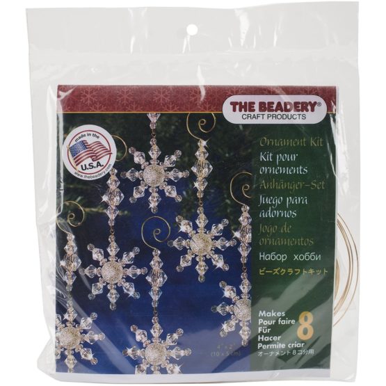 Beadery Holiday Beaded Ornament Kit Snow Crystal Danglers 4 x 2-inch Makes 8