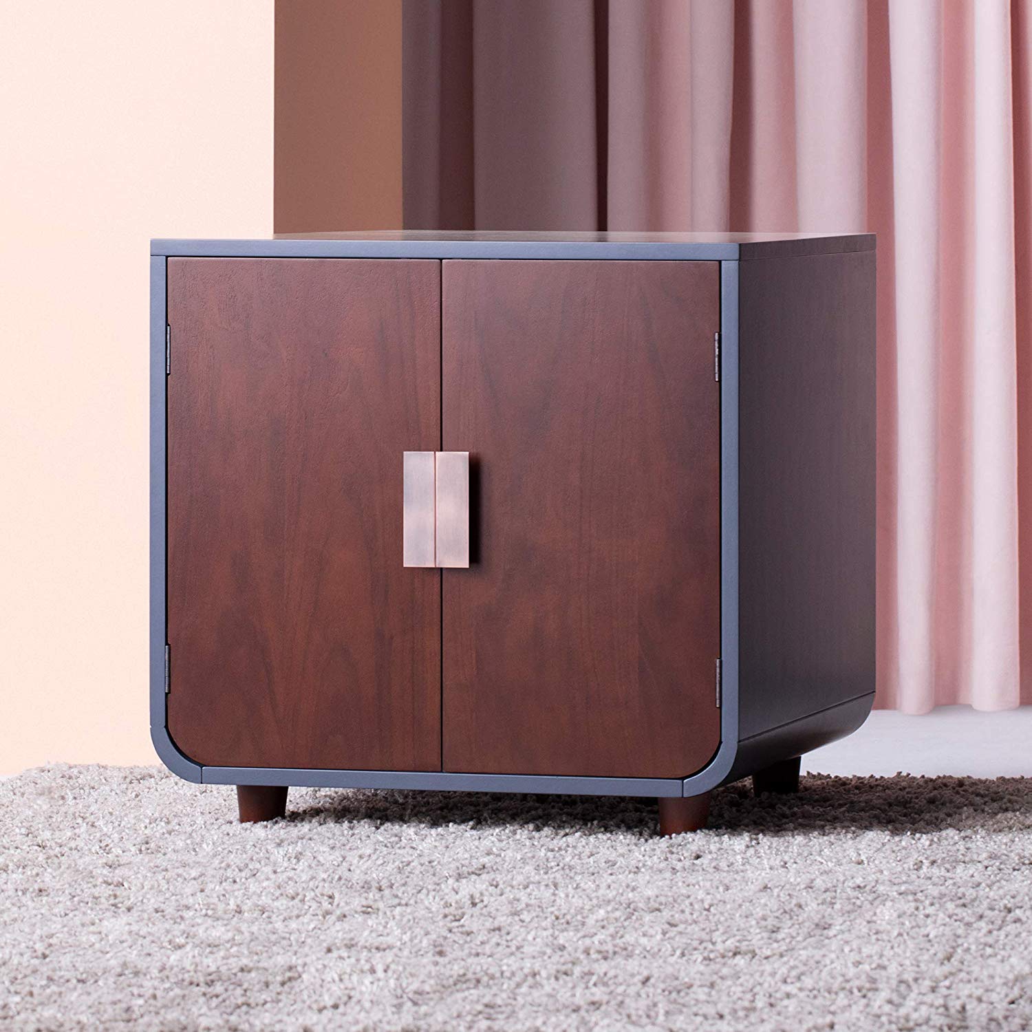 Staart Dyad Wooden Cat Litter Tray Box Washroom Puppy Toilet Mocha Walnut ST-K100010, Free Size