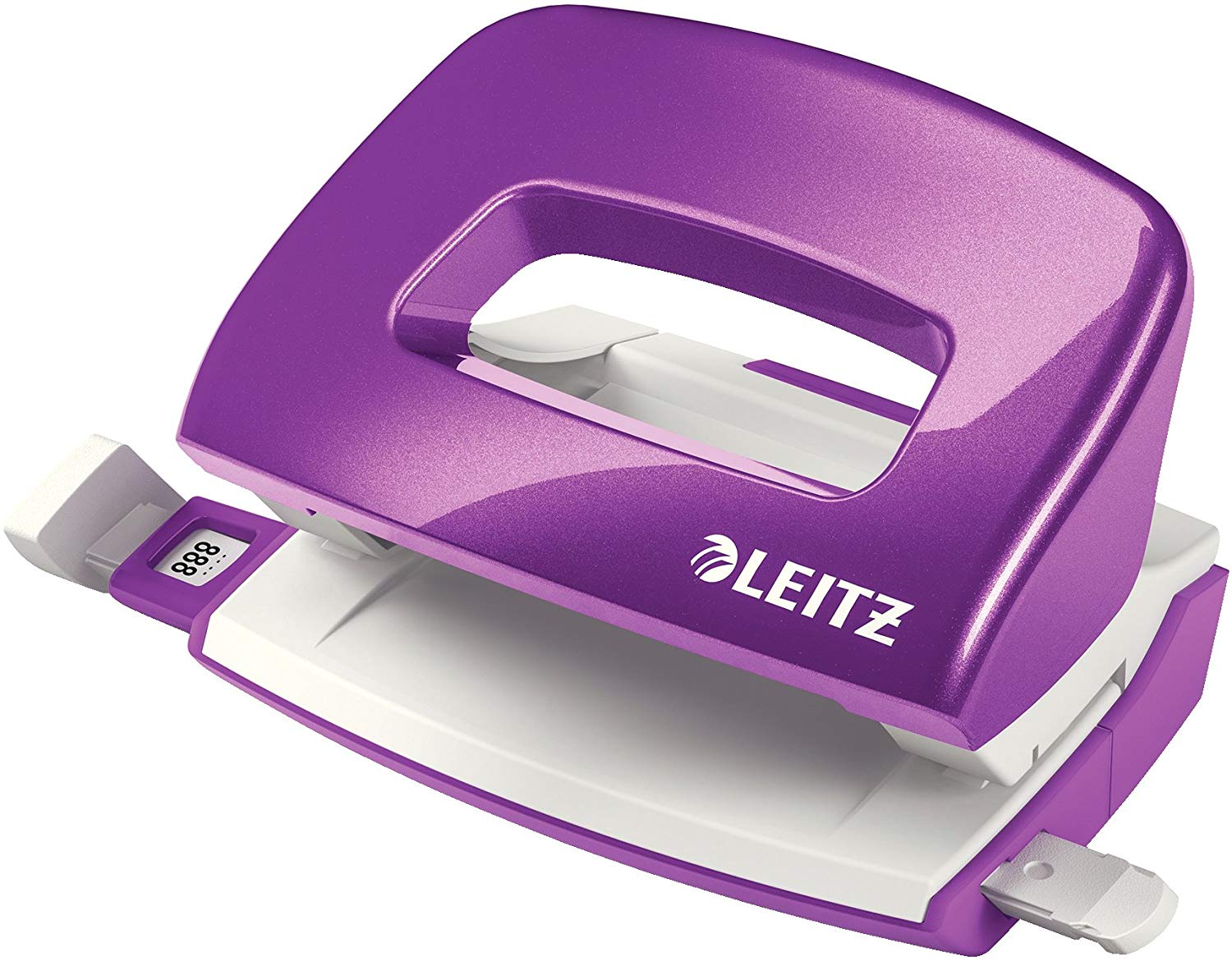 Leitz Mini Hole Punch, 10 Sheets, Guide Bar with Format Markings, Metal, WOW Range, 50601062 - Purple