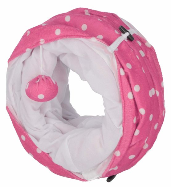 Kerbl Cat Tunnel, 100 x 25 cm, Pink/White, Puntino - Image 4