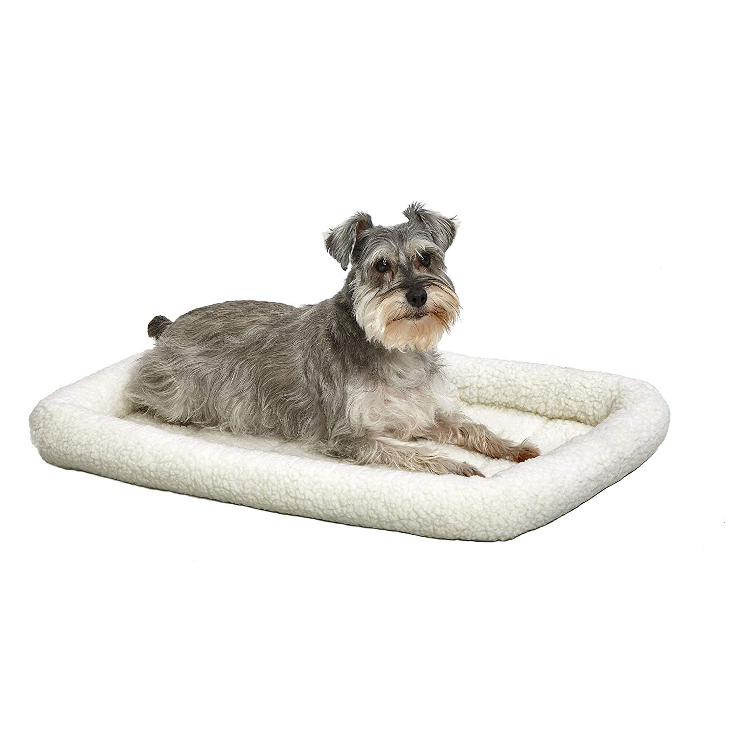 MidWest Homes for Pets QuietTime Dog Bed, White Fleece Bolster, Ultra-Soft and Machine Washable