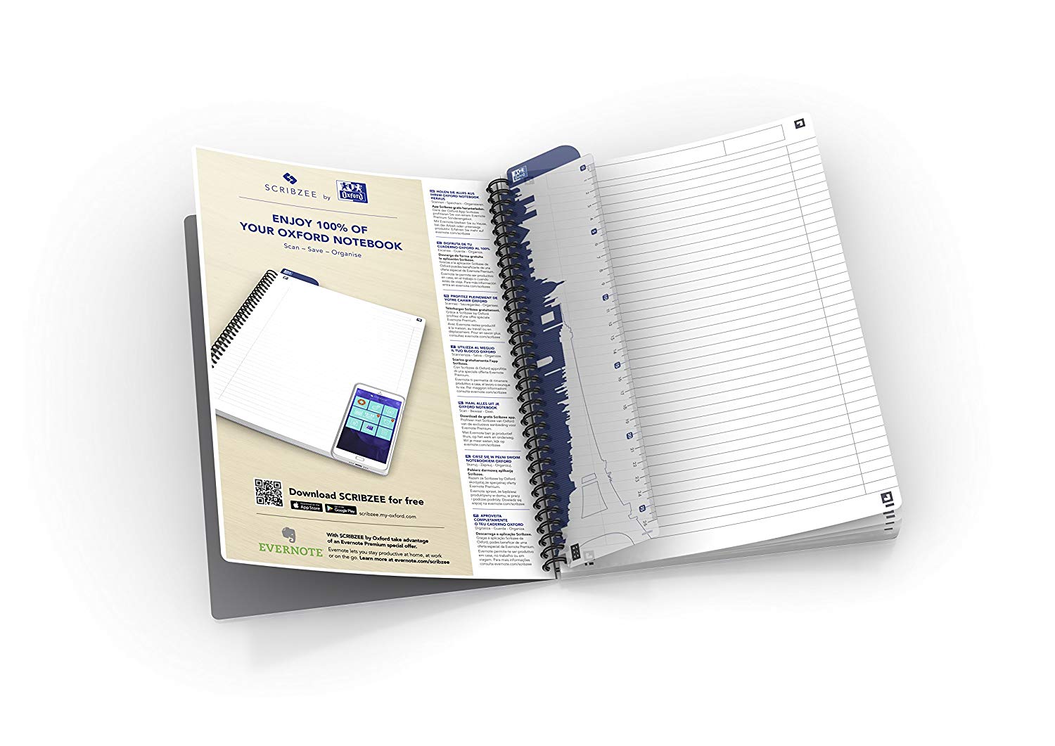 Oxford College Notepad A4 Lined with Margin 140 Pages Smart Black/Black Pack of 5, A4+, liniert 8 mm - Image 2