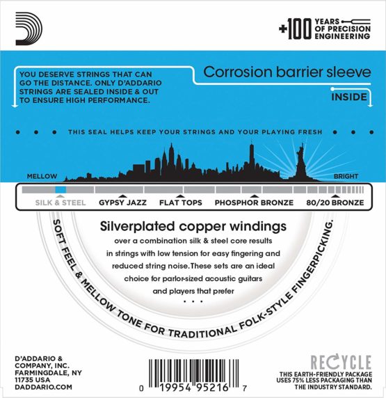 D'Addario EJ40 Silk & Steel Normal (.011-.047) Folk Guitar Strings - Image 2