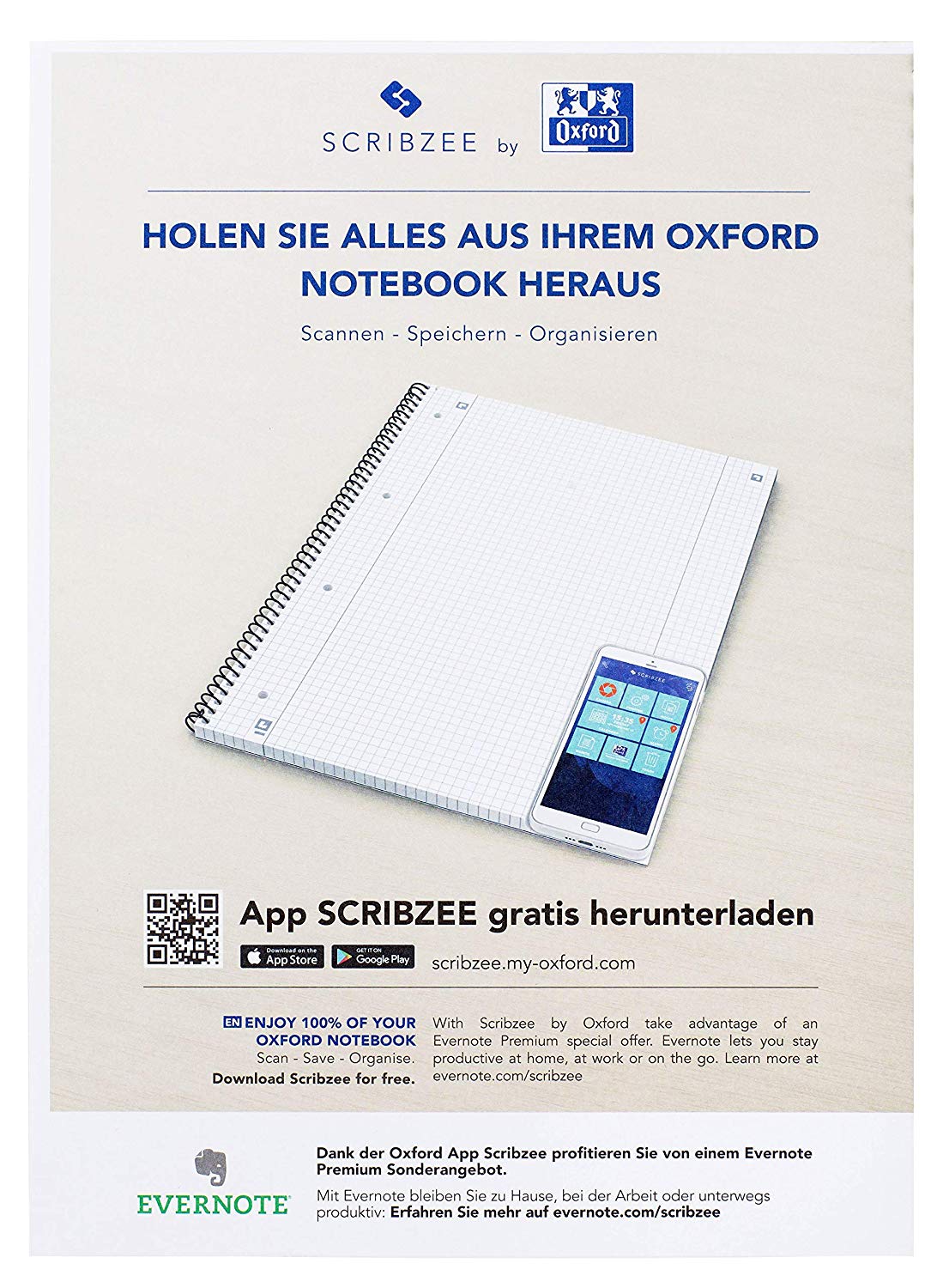 Oxford College Notepad School A4 Squared with Double Margin, 80 Sheets Type 27 ruling - Lined Middle Margin li. & re. Pack of 10 Orange - Image 4
