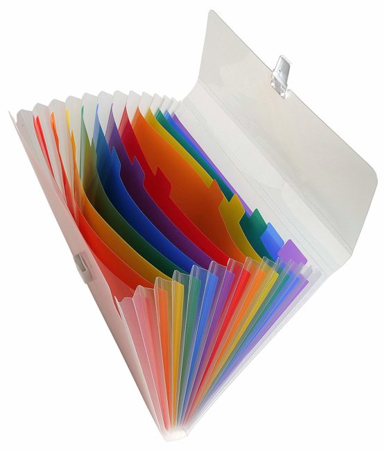 Exacompta Ref - 55298E Crystal Multipart Expanding Case, 330x250mm Ideal for A4 Size Documents, 13 Tabbed Sections and Holds up to 400 Sheets, PP with Brightly Coloured Dividers