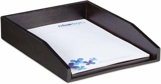 Relaxdays Document Filing Tray, Stackable, DIN A4 Letter Rack, Office, Desk, Bamboo, Brown, 6x25x33 cm