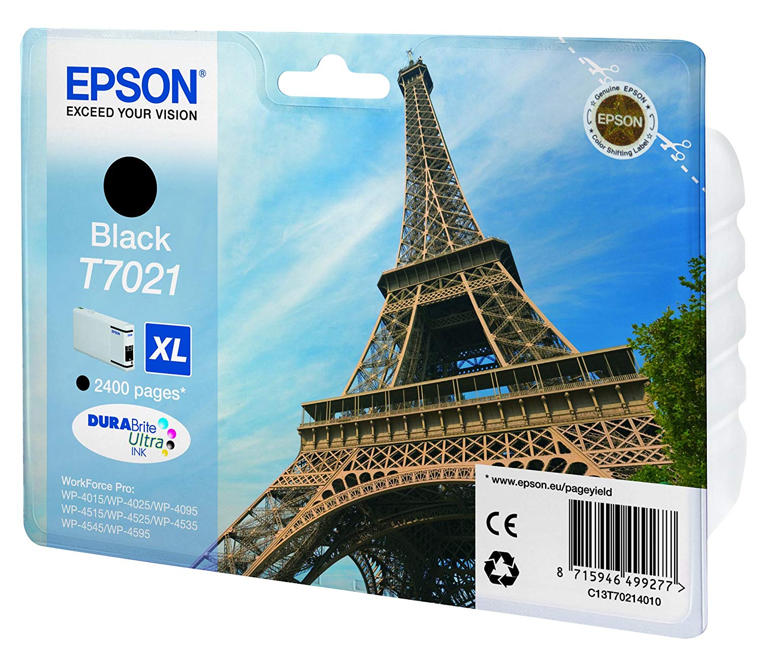 Epson T7021 Eiffel Black Genuine, XL High Yield Ink Cartridge DuraBrite Ultra - Image 2
