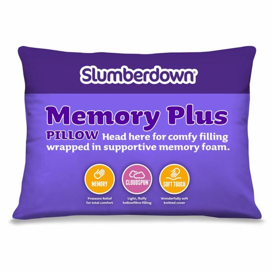 Slumberdown Memory Plus White Pillow Firm Support Designed for Back and Side Sleepers Bed Pillows