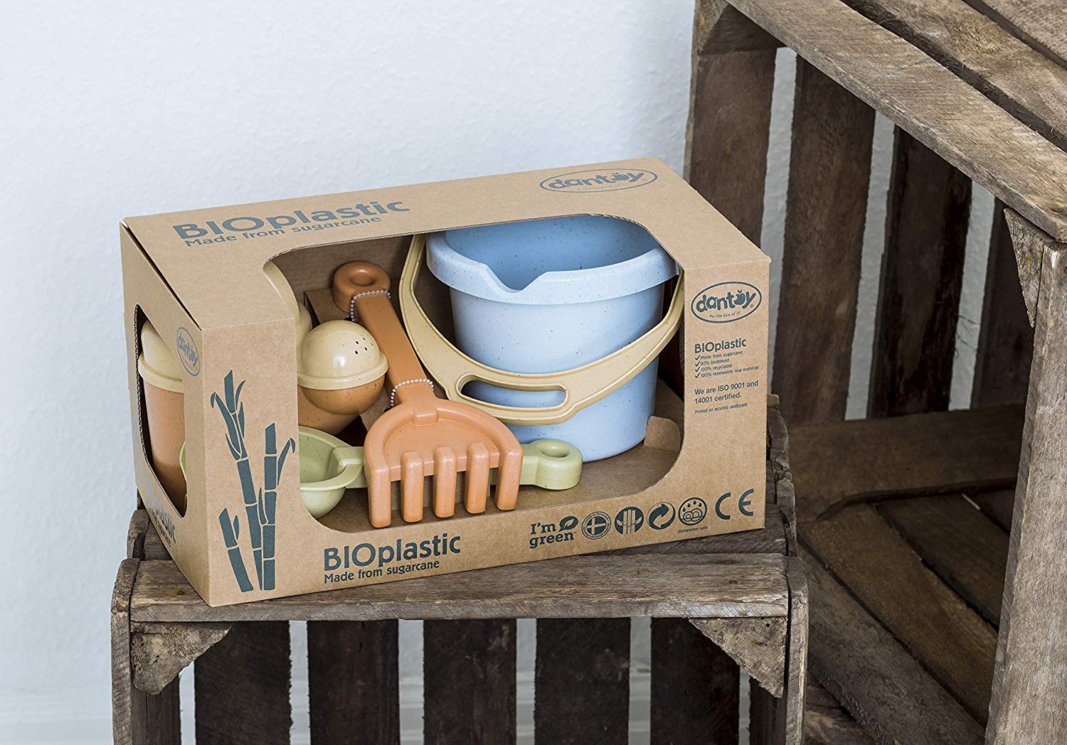 Dantoy BioToy Bucket and Spade 4 Piece Playset, EcoConscious Toys made from Sugarcane BigaMart