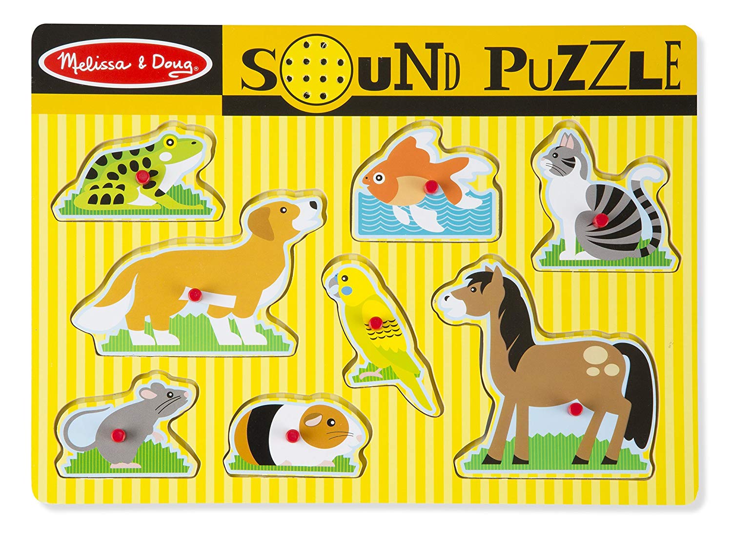 Melissa & Doug Pets Sound, Kids Wooden Puzzles for 2 Year Olds, Baby Puzzles, Wooden Peg, Toddler Sound, Shape