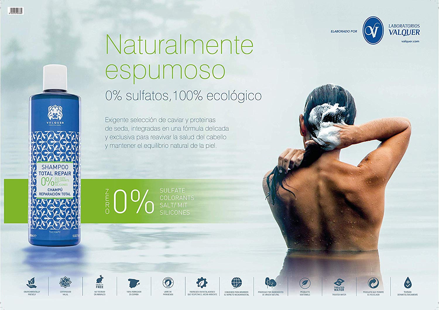 Valquer Zero Formula Ultra Moisturizing Shampoo. Nourishes, Repairs and Softens Dry Hair - Image 2