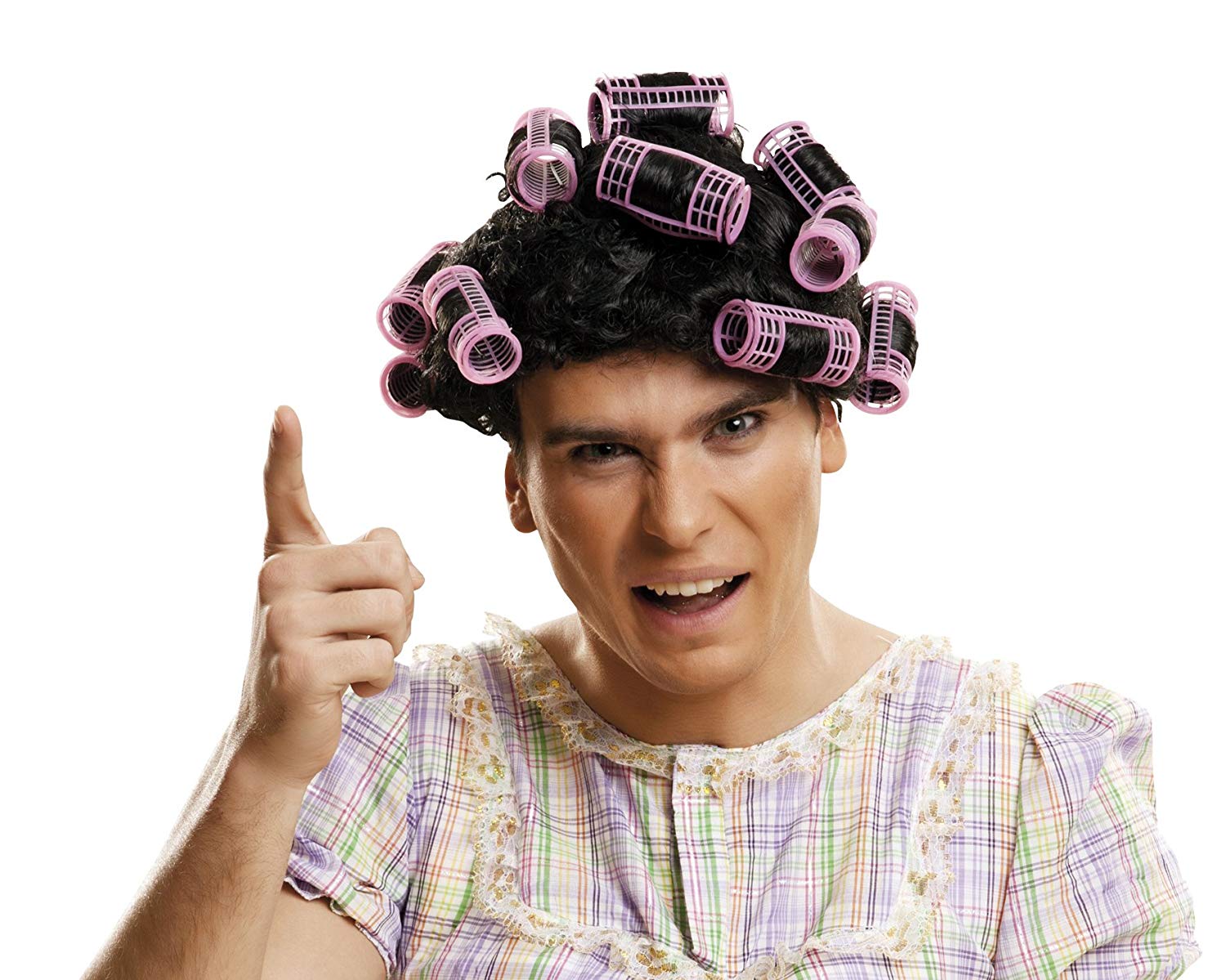 Viving Costumes Wig with Curlers, Multicolor