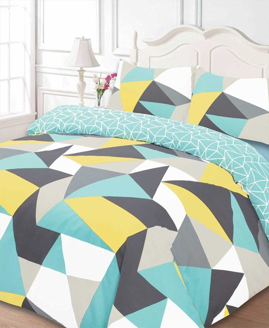 Dreamscene Funky Shapes Duvet Bedding Set With Pillowcases, Multicolour - Super King