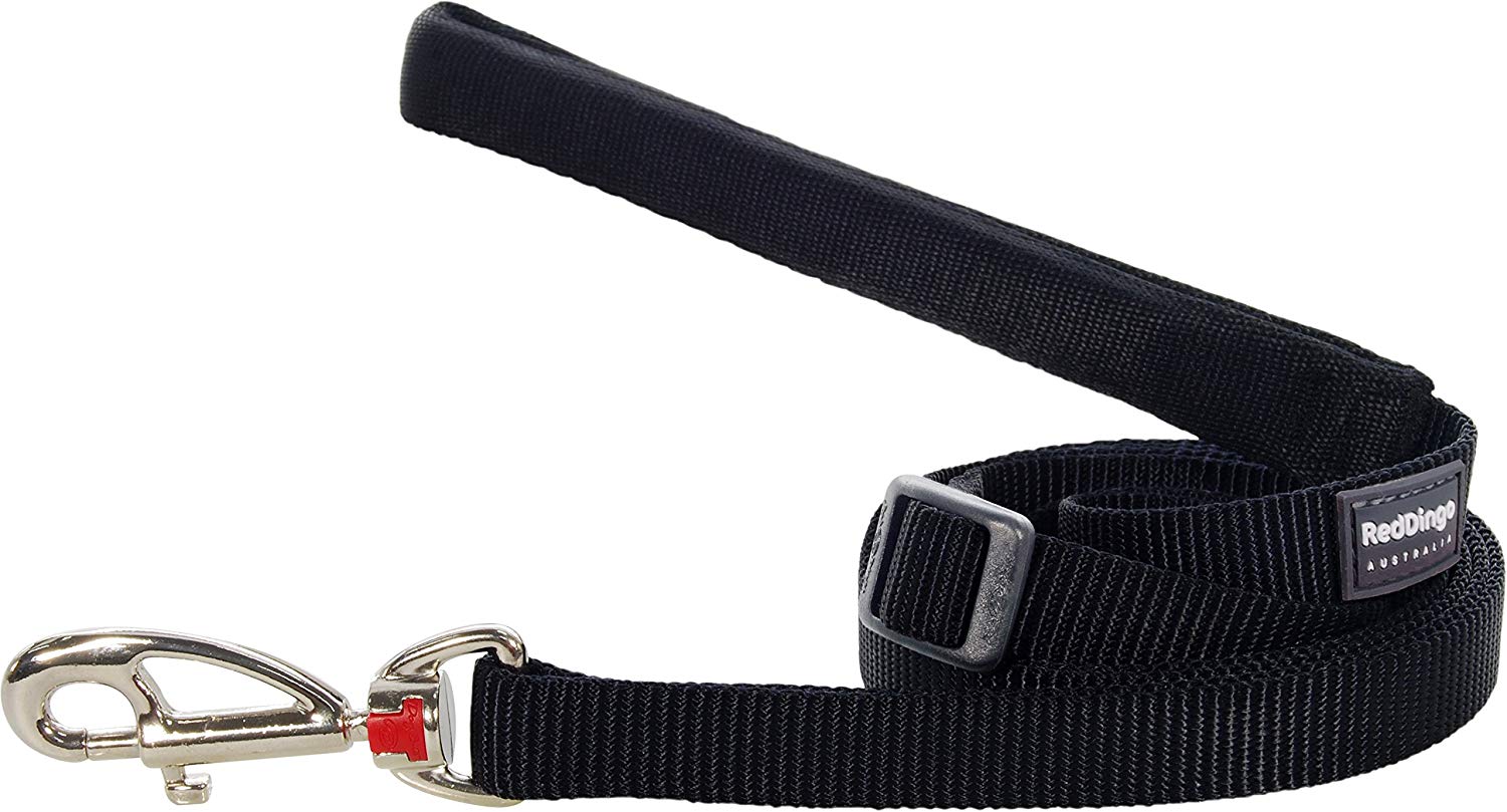 Red Dingo Plain Dog Lead, 20 mm x 1.8 m, Classic Black, Black/Red