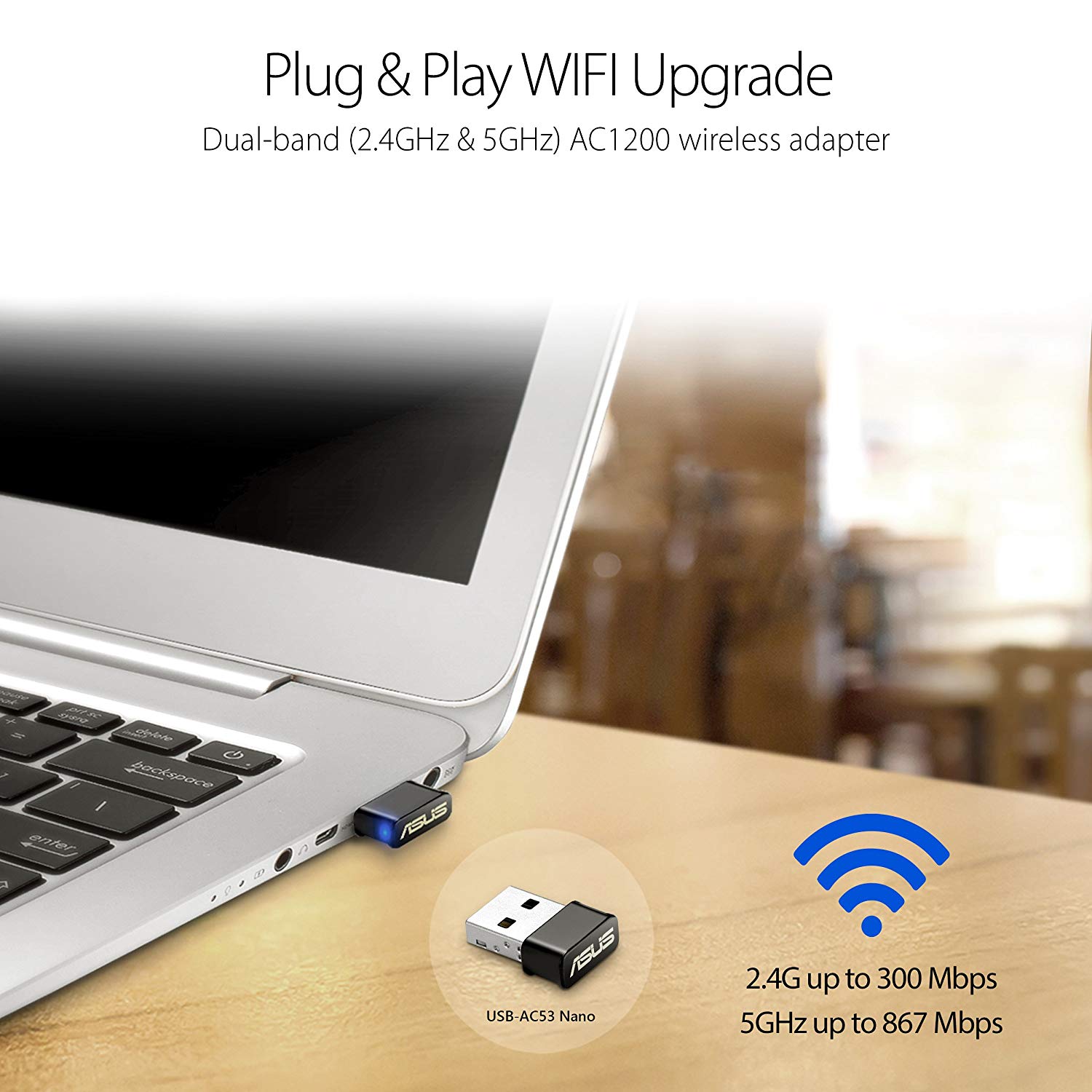 Asus - Adaptateur USB 2.0 WiFi AC53, Multi-Colour, USB-AC53 Nano - Image 3